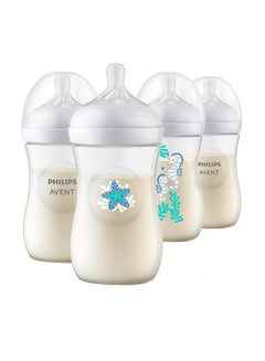 اشتري Natural Baby Bottle With Natural Response, Sea Design, 260ml, 1m+, 4 Pieces في الامارات