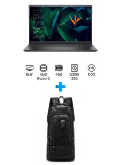 اشتري Vostro 3515-5 Laptop With 15.6 Inch HD /Ryzen 3 3250U /4 GB Ram /128 GB SSD /Amd Radeon /Free Dos English/Arabic Carbon Black With Casual Leather Laptop Backpack Black English/Arabic Carbon Black في مصر