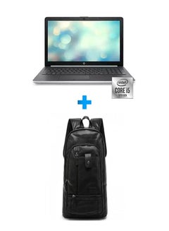 اشتري 15-Dw3088Ne Laptop With 15.6 Inch FHD /Core I5-1135G7 /8 GB Ram /512 GB SSD /Geforce Mx350/ Free Dos/ English/Arabic Silver With Casual Leather Laptop Backpack Black English/Arabic Silver في مصر