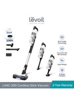 اشتري LVAC-200 Cordless Vacuum Cleaner with Anti Hair Wrap, Pet Hair Nozzle, Up to 50 Mins, 4 in 1 Vacuum Cleaner with over 99.9% Filtration Performance 180 W LVAC-200 White/Black في الامارات