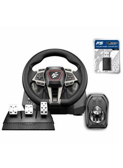 اشتري F107 IMOLA Racing Wheel with Force Feedback, 6-Speed Shifter, 900° Rotation, Hall-Effect Sensor, Vibration Motors, Pedals & F5 PS5 Converter - Compatible with PS5, PS4, Xbox One/X/S, Switch, PC - Red/Black في الامارات