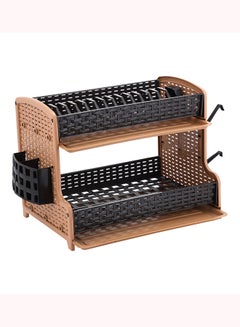 Buy 2 Layer Rattan Dish Rack, Made in Turkey, Multi Color, Assorted Color, 50x28x28 CM Brown/Black 50x28x28cm in UAE