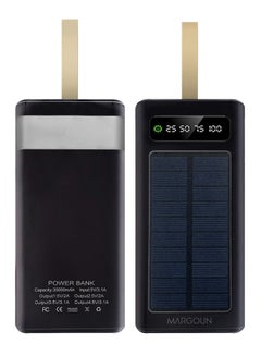 اشتري 50000 mAh New Solar Power Bank Outdoor Portable Fast Charge External Battery 4 USB Port Phone Charger with LED Light Black في الامارات