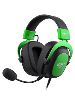 Buy Gaming Headphone (RGB) , Model H2002D Green, 50MM Dynamic unit,  Surround Sound Wired (3.5mm audio +1.7 USB) , Headphone With Noise Cancelling Microphone & In-Line Volume Control for pc and lap top , home , office and perssonal use in Egypt