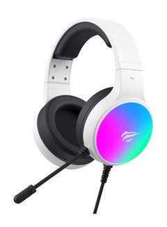 Buy Gaming Headphone (RGB) , Model H2043U White , 50MM Dynamic unit,  Surround Sound Wired (3.5mm audio +1.7 USB) , Headphone With Noise Cancelling Microphone & In-Line Volume Control for pc and lap top , home , office and perssonal use in Egypt