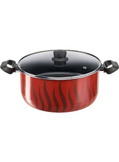 Buy ‎Dishwasher Safe Tempo Flame Non-Stick Stewpot with Lid Red and Black 30 cm C3045485 Red and Black in Saudi Arabia