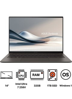 Buy ASUS Zenbook S 14 OLED UX5406SA-PV007W Laptop 14 OLED Inch / Core Ultra 7 -258V/ 32GB RAM/ 1TB SSD /Intel Arc Graphics/ Win11 / English/Arabic Zumaia Grey in Egypt