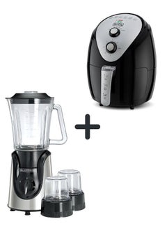 اشتري Black+Decker 3.5L Air Fryer with Manual Control & 1500W Power + 1.5L Blender with 600W Motor & 2 Grinder Mills - Efficient Cooking & Blending Combo 5 L 1500 W AF150-B5+BGG600-B9 Black في الامارات