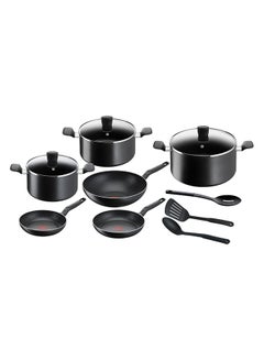 اشتري TEFAL Cooking Set | Super Cook 12 pc set | Non-Stick Coating | Thermo-Signal Heat Indicator | Diffusion Base B459SC84 Black 28cm في الامارات