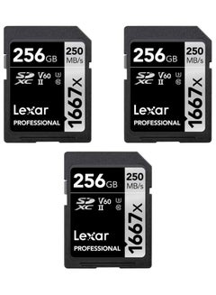 Buy Lexar LSD256CBNA1667 Professional SDHC/SDXC 1667x UHS-II 256GB Memory Card (3-Pack) 256 GB in Egypt