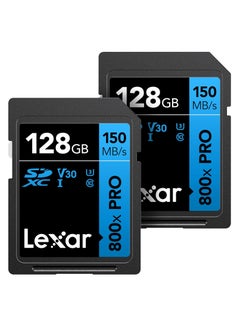 اشتري Lexar 128GB (2-Pack) High-Performance 800x PRO SDXC UHS-I Memory Card, C10, U3, V30, 4K UHD Video, Up to 150MB/s Read, for Point-and-Shoot & Mid-Range DSLR Cameras, HD Camcorders (LSD0800P128G-B2NNU) 128 GB في مصر