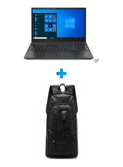 Buy Thinkpad E15 Laptop With 15.6 Inch FHD /Core I5-1135G7 /8 GB Ram /256 GB SSD /2 GB Geforce Mx350 /Free Dos /English Black With Casual Leather Laptop Backpack Black English Black in Egypt