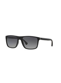 Buy Men's Polarized Square Shape  Sunglasses 4033 - Lens Size: 56 Mm - Rubber Black/Grey in Saudi Arabia