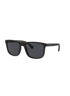 Buy Men's Square Shape  Sunglasses 4129 - Lens Size: 56 Mm - Matte Black in Saudi Arabia