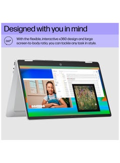 اشتري X360 Laptop 2-in-1 With 14-Inch Touchscreen Display, Celeron N200 Processor/8GB RAM/128GB Flash/Intel UHD 770 Graphics/Chrome OS English Silver في الامارات