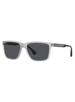 Buy Men's Mirrored Square Shape Acetate Sunglasses 4047 - Lens Size: 56 Mm - Matte Trasparent Grey in Saudi Arabia