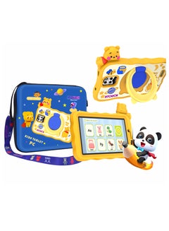 Buy Smart Android Kids Tablet 7-Inch Display 8GB RAM 256GB ROM Dual Sim 5G Network Built-In Stand Silicone Case With Carry Bag (Yellow) in UAE