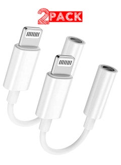 اشتري 2Pack Lightning to 3.5mm AUX Jack Adapter Cable for iPhone to Headphone Converter White في الامارات