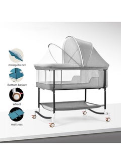 اشتري Portable European Style Baby Bed Newborn Baby Cradle Children's Sleeping Basket Bed With Universal Wheels Foldable Anti-Mosquito Bite Breathable 85*67*70cm في الامارات