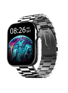 اشتري Colorfit Ultra 3 Bluetooth Calling Smart Watch With Biggest 1.96" Amoled Display, Premium Metallic Build, Functional Crown, Gesture Control With Silicon Strap Glossy Silver: Elite Edition في الامارات