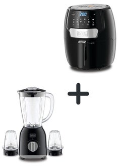 اشتري 3.7L Digital Air Fryer With 13 Cooking Programs + 1.5L Blender With 400W Motor, Stainless Steel Grinder Mills For Spices And Coffee 5 L 1500 W AF4037-B5+BX365-B5 Black في الامارات