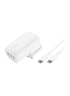 Buy BoostCharge 3-Port USB-C Wall Charger with PPS 67W, USB-C PD 3.1 Enabled Fast Charging iPhone Charger for iPhone 16 Series, MacBook Pro, AirPods, Galaxy, and more, USB-C to USB-C cable included White in UAE