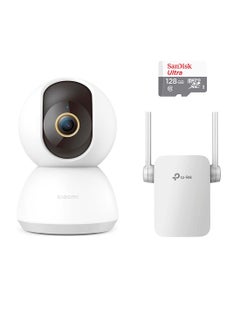 اشتري Surveillance Essential Bundle - Sandisk 128GB Ultra MicroSDXC UHS-1 Memory Card + Tp Link Wi-Fi Range Extender +Xiaomi Smart Camera C300 New Version 128 GB في السعودية