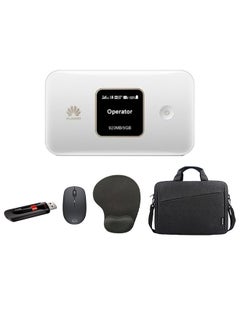 اشتري Starter's Tech Essentials Bundle - Huwaei 3000.0 mAh E5785 Mobile WiFi Elite 3 + Dell WM126 Wireless Mouse + Mouse Pad With Wrist Support + Sandisk Cruzer Glide Flash Drive 128 GB + 15.6-Inch Laptop Casual Toploader Laptop Bag Black/White في الامارات