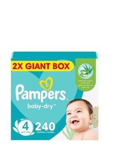 Buy Baby-Dry Taped Diapers with Aloe Vera Lotion, Leakage Protection, Size 4, 9-14kg, 240 Count in UAE