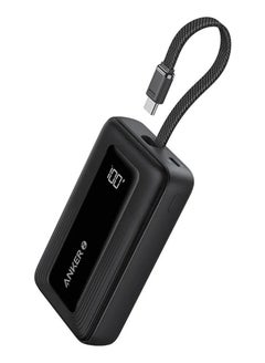 Buy 10000 mAh Zolo Power Bank 30W Portable Charger With Built-in USB C Cable Black in UAE