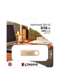 اشتري Kingston DataTraveler SE9 Gen 3-512GB - 220MB/s read- Metal - USB 3.2  - Gold 512 GB في مصر