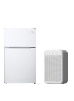 Buy Top Mount Refrigerator, 100 Liters, Adjustable Leg, Interior light and Smart Air Purifier, 5-Layer, Filters With True Hepa Control Bundle 80 W EVRFM-100LW + EVAP-43W White in UAE