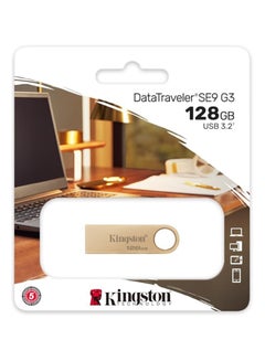 Buy Kingston DataTraveler SE9 Gen 3-128GB - 220MB/s read- Metal - USB 3.2 - Gold 128 GB in Egypt