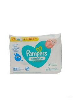 اشتري Sensitive Baby Wipes: Gentle Care for Delicate Skin - 168 Wipes, Pack of 3 (3x56) في الامارات