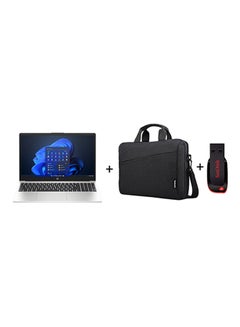 اشتري 250 G10 Laptop With 15.6-inch Full HD Display, Core i3-1315U Processor/4GB RAM/256GB SSD/DOS(Without Windows)/Inel UHD Graphics/  Casual Toploader Laptop Bag 15.6 inch Black + Sandisk 16GB Cruzer Blade USB 2.0 Flash Drive English/Arabic Silver في السعودية