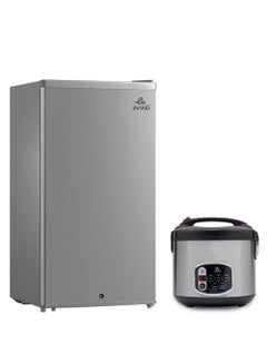 اشتري Mini Fridge, 90 Liters, Mechanical Control, Recessed Handle And Rice Cooker, 1.8L, Multi-functional, Non Stick 650W Bundle 72 W EVRFM-90LS + EVKA-RC5005B Silver في الامارات