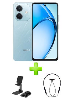 Buy OPPO A3x Dual SIM Ocean Blue 4 GB RAM 128 GB 4G GSM/LTE/UMTS Middle East Version With Adjustable Desktop Stand for Phones/Tablets Black+ Bluetooth Headset Sports Black in Egypt