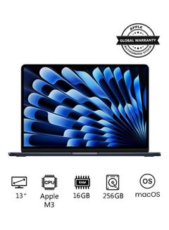 اشتري New 2024 MacBook Air 13-inch Display, Apple M3 Chip 8-Core CPU 8-Core GPU Processor/16GB RAM/256GB SSD/Intel UHD Graphics English Midnight في الامارات