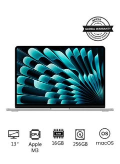 Buy New 2024 MacBook Air 13-inch Display, Apple M3 Chip 8-Core CPU 8-Core GPU Processor/16GB RAM/256GB SSD/Intel UHD Graphics English/Arabic Silver in Egypt