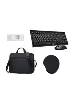 اشتري Ultimate Gamer's Pack Bundle - TransMemory Flash Drive 128 GB + Silicone Mouse Pad With Wrist Support + HP USB Wired Keyboard And Mouse Set + Laptop Bag With Multi Compartment 15.6" Travel Briefcase With Organizer Expandable Large Hybrid Shoulder Bag Water Resistant Dustproof 128 GB في الامارات