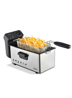 اشتري Deep Fryer with Adjustable Thermostat/Frying Basket With Handle/Removable Enamel Inner Pot /Brushed Stainless Steel Housing/Ideal For French Fries, Chicken Wings, Onion Rings, Tempura, Donuts, Fish, Chips, Snacks 3 L 2000 W CK358 Silver في الامارات