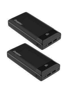 Buy 20000 mAh Bundle of 2x 20000 mAh Max Rapid Charging Power Bank With Dual USB-A Outputs, Dual Inputs, Micro-USB And Type-C, LCD Display Black in UAE