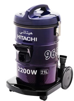 اشتري Hitachi Drum Vacuum Cleaner, 490 Watts Suction Power, 50/60 Hz, 4 Protection Filters, 7.8m Cable Length, Metal Tube, Aero Power Brush, Crevice Tool, Dust Brush, 21 L 2200 W CV-965NBLGSA Purple/Black في السعودية