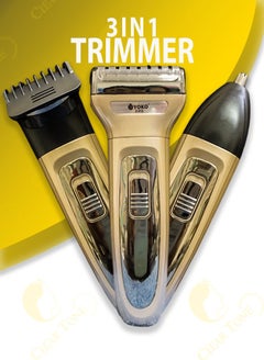 Buy 3 In1 Rechargeable Trimmer l Versatile Grooming For Face, Hair And Body l 2 Hours Running Time l Professional Affordable Hair Clipper l High Speed Motor l Gold in Saudi Arabia