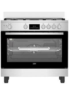 Buy Gas Cooker 5 Burners 90 cm Digital Display Stainless Steel BGGR11225GXA Black in Egypt