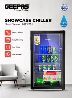 اشتري Quick Cooling Showcase Chiller Equipped with Wire Shelves , Low Noise and Voltage Consumption 120 L 60 W GSC1223-K Black في السعودية