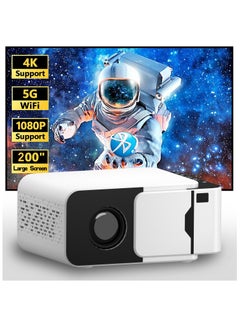 اشتري Smart T5 Mini Projector with WiFi and Bluetooth [Android 13.0/Electric focus] Portable Projector 4K Support 1080P Supported Home Theater Projector T5 Mini Projector Black في الامارات