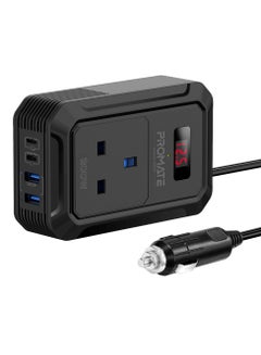 Buy 5 in 1 Car Power Inverter DC to AC  Multi-Port 200W, Dual USB-C Ports 65W / 30W Power Delivery & Dual QC 18W USB-A Ports, LCD Digital Screen Black in Saudi Arabia