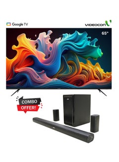 Buy 65" Edgeless 4K UHD Official Google Tv With "Hey Google" Voice Remote + 5.1CH Soundbar With Wireless Subwoofer Home Theater E65ELGT1100+TH-N430B Black in UAE