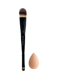 اشتري Set of Foundation Brush & Makeup Sponge Black/Beige في الامارات